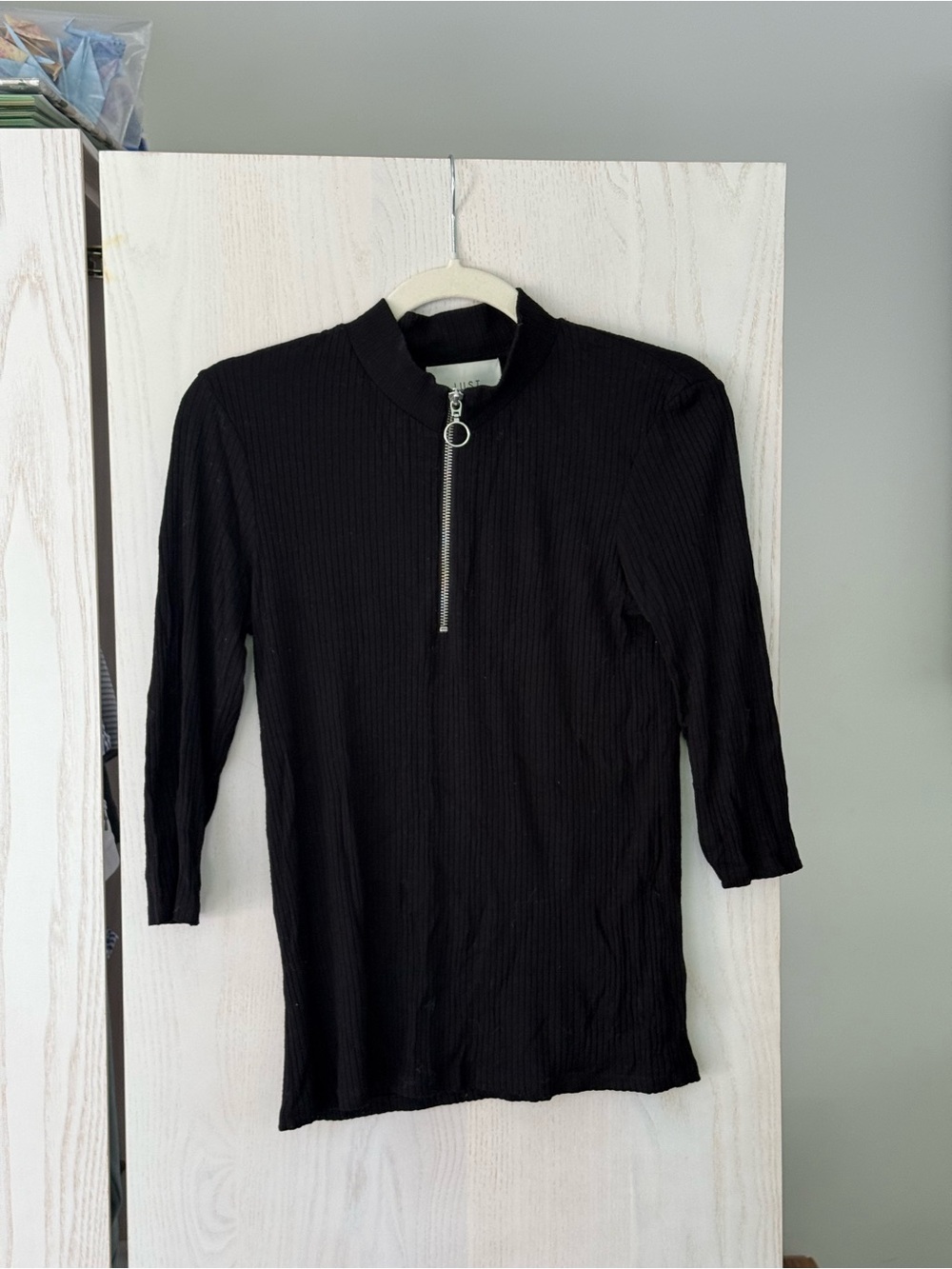 Just Female 3-Quarter Sleeve Front Zip Mockneck